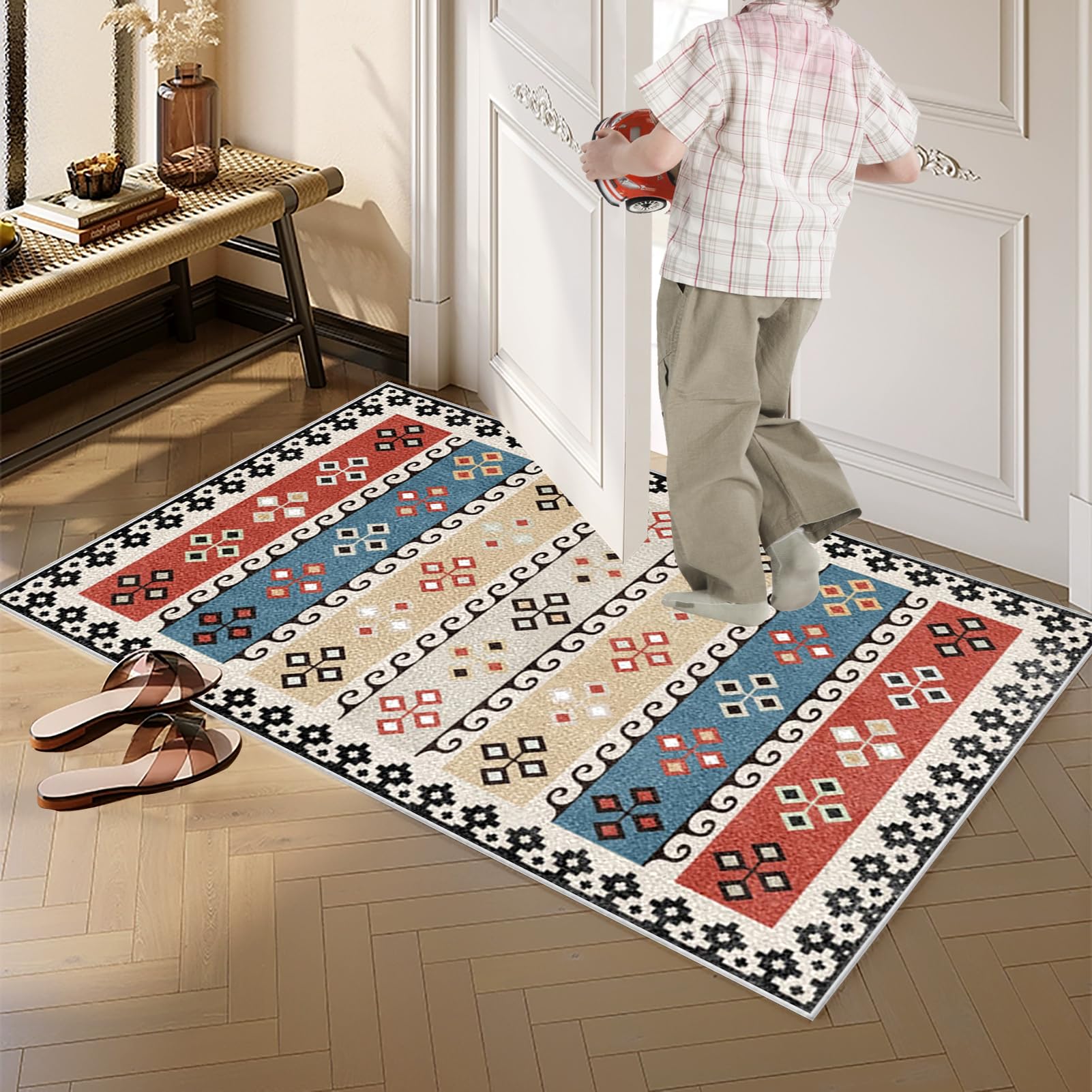 Dywan, chodnik kuchenny, antypoślizgowy, mata kuchenna, 60 x 200 cm, nadaje się do prania, chodnik do korytarza, dywan do przedpokoju, dywanik do kuchni, przedpokoju, sypialni, salonu