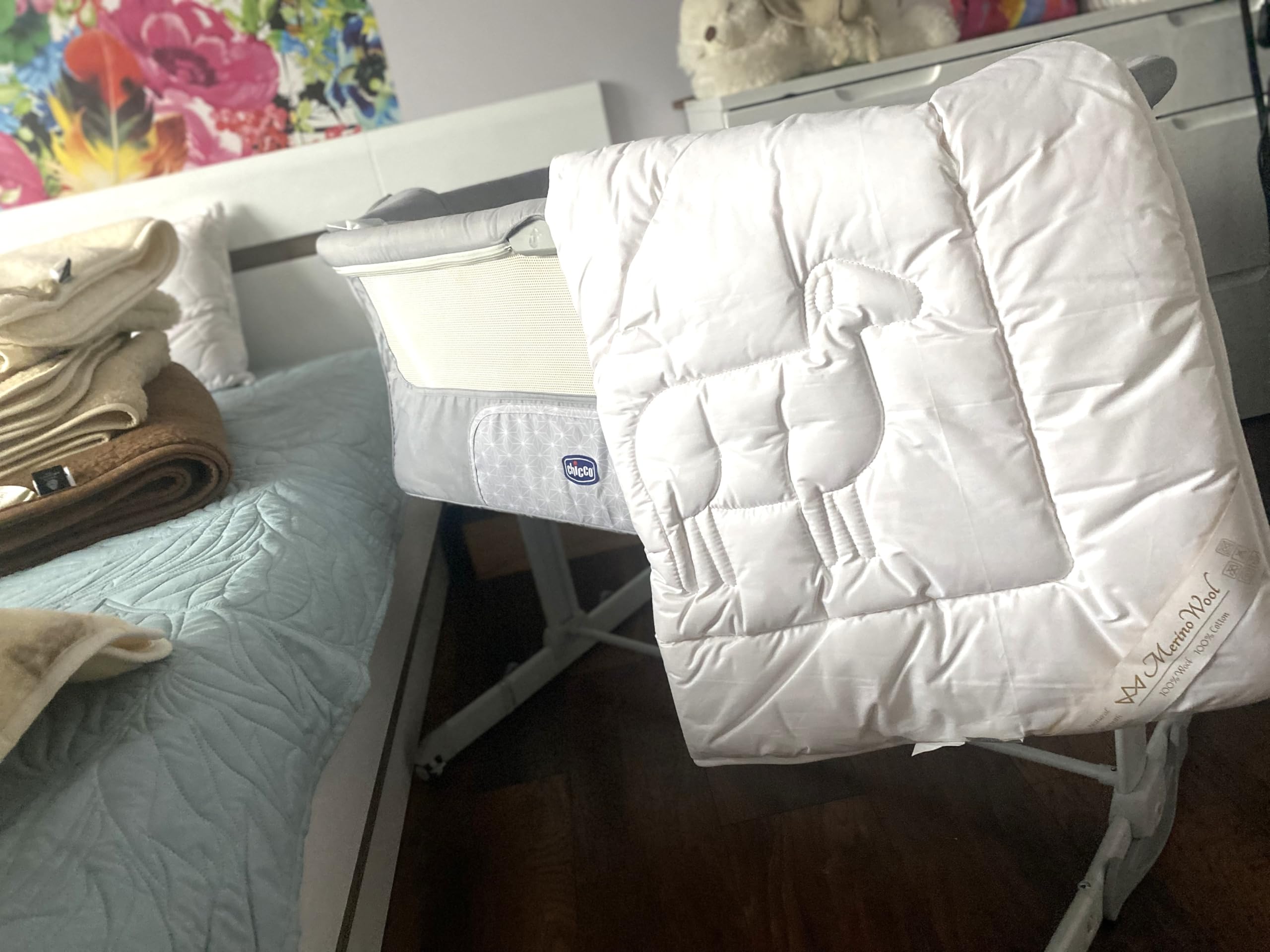 Piumino In Lana Merino Per Neonati - 120x150 Cm + Federa 40x60 Cm, Naturale, 4.5 Tog - Foto 3