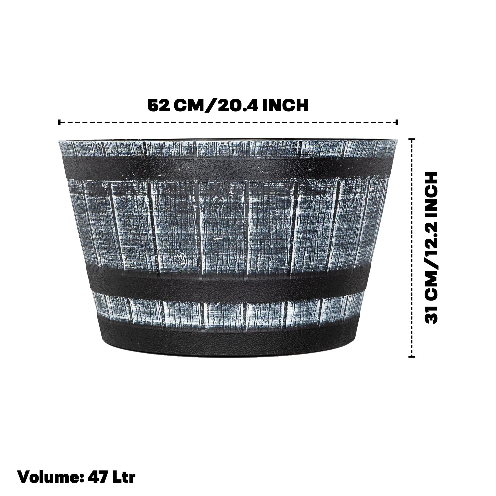 SG Traders Large Half Barrel Cask Planter, Indoor Plant Pot with Drainage Holes, Flower Pots Outdoor Garden Planters - Image 3