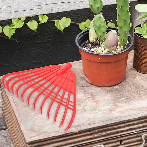 Miniatura 4 de Plastic Garden Rake Head Replacement with Tines Red Shrub Leaf Rake for Leveling Weeding and Grain Drying Lightweight Ergonomic Outdoor Tool for