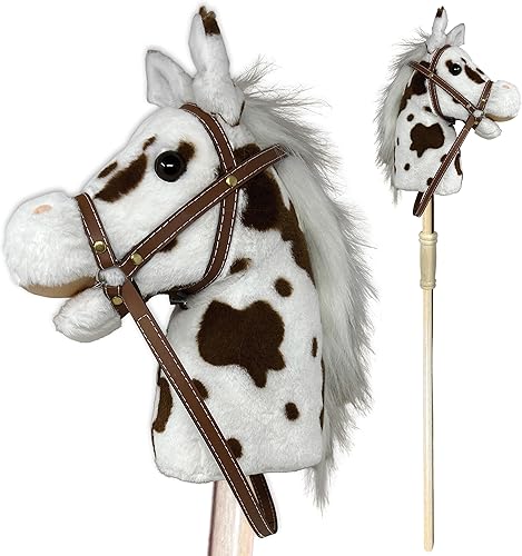Nature Bound Stick Horse Caballo de pasatiempo hecho a mano de felpa Stick Pony proporciona un divertido juego de simulación para niños pequeños y