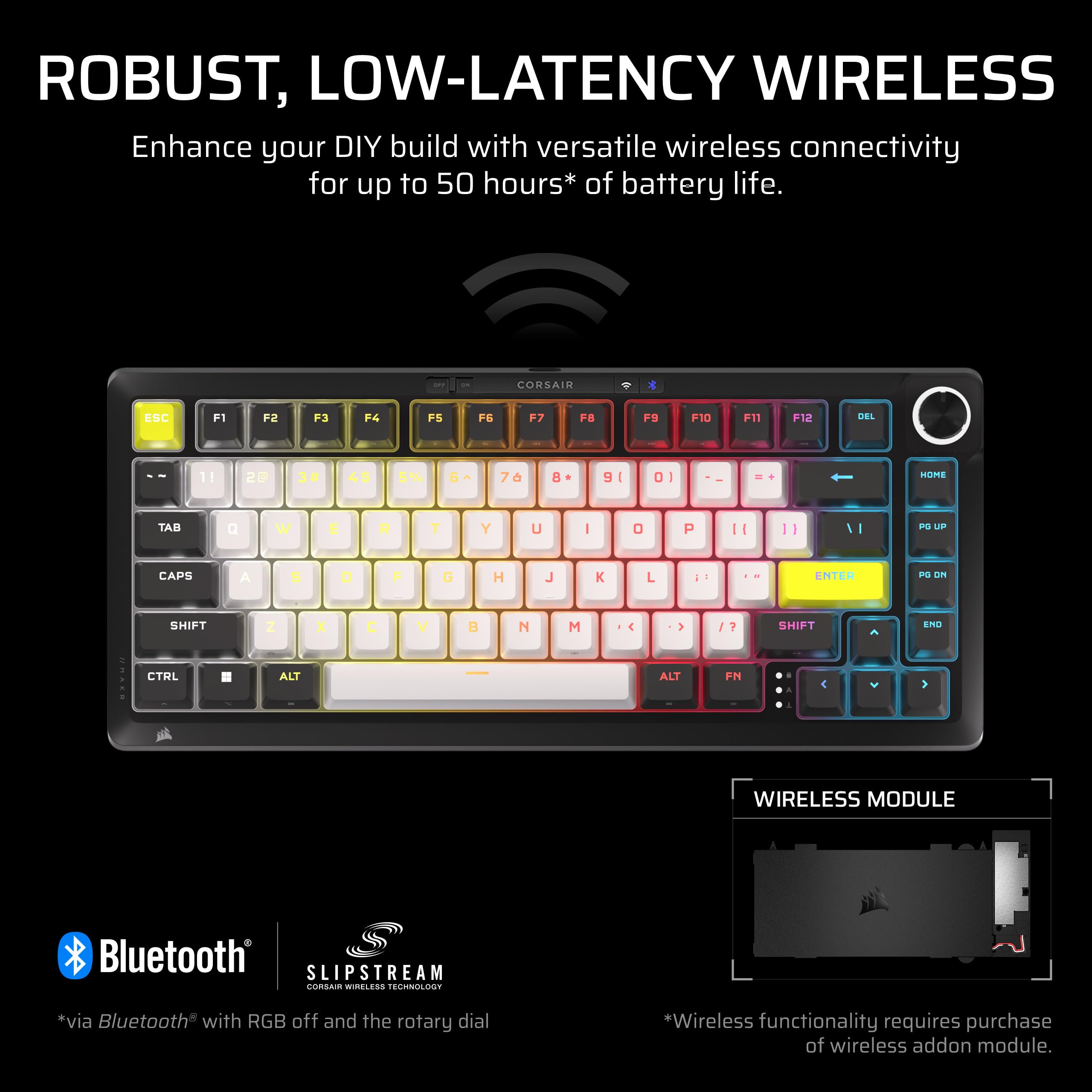 Corsair MAKR PRO 75 Hall Effect Tastiera meccanica magnetica da gioco fai da te cablata - Layout al 75%, switch MGX Hyperdrive, doppio controllo, grilletto rapido, SOCD FlashTap, 8.000 Hz, USA