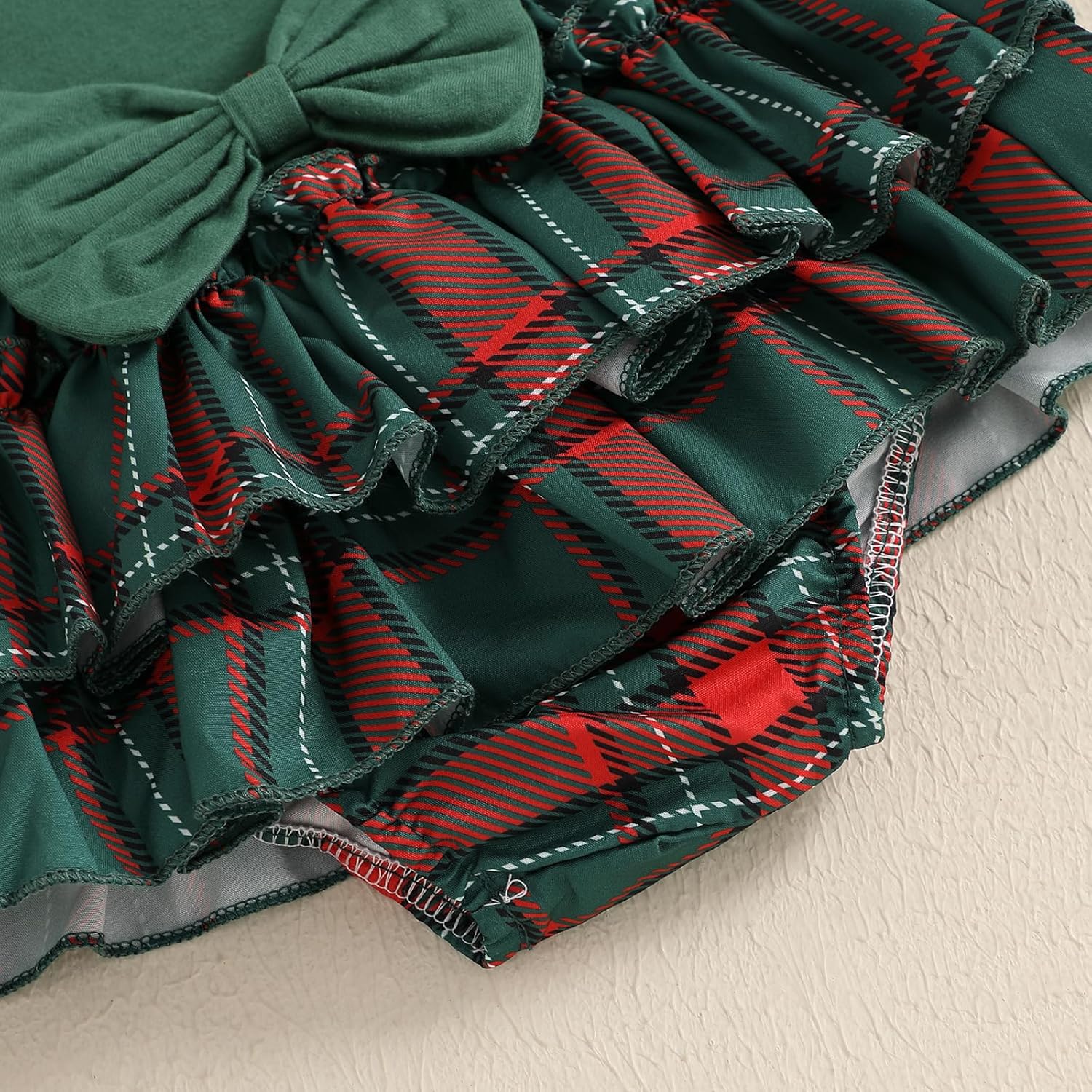 FYBITBO Newborn Baby Girl Christmas Outfits Cute Letter Romper Ruffle Plaid Skirt Dress Infant Christmas Outfit Clothes Set - Image 7