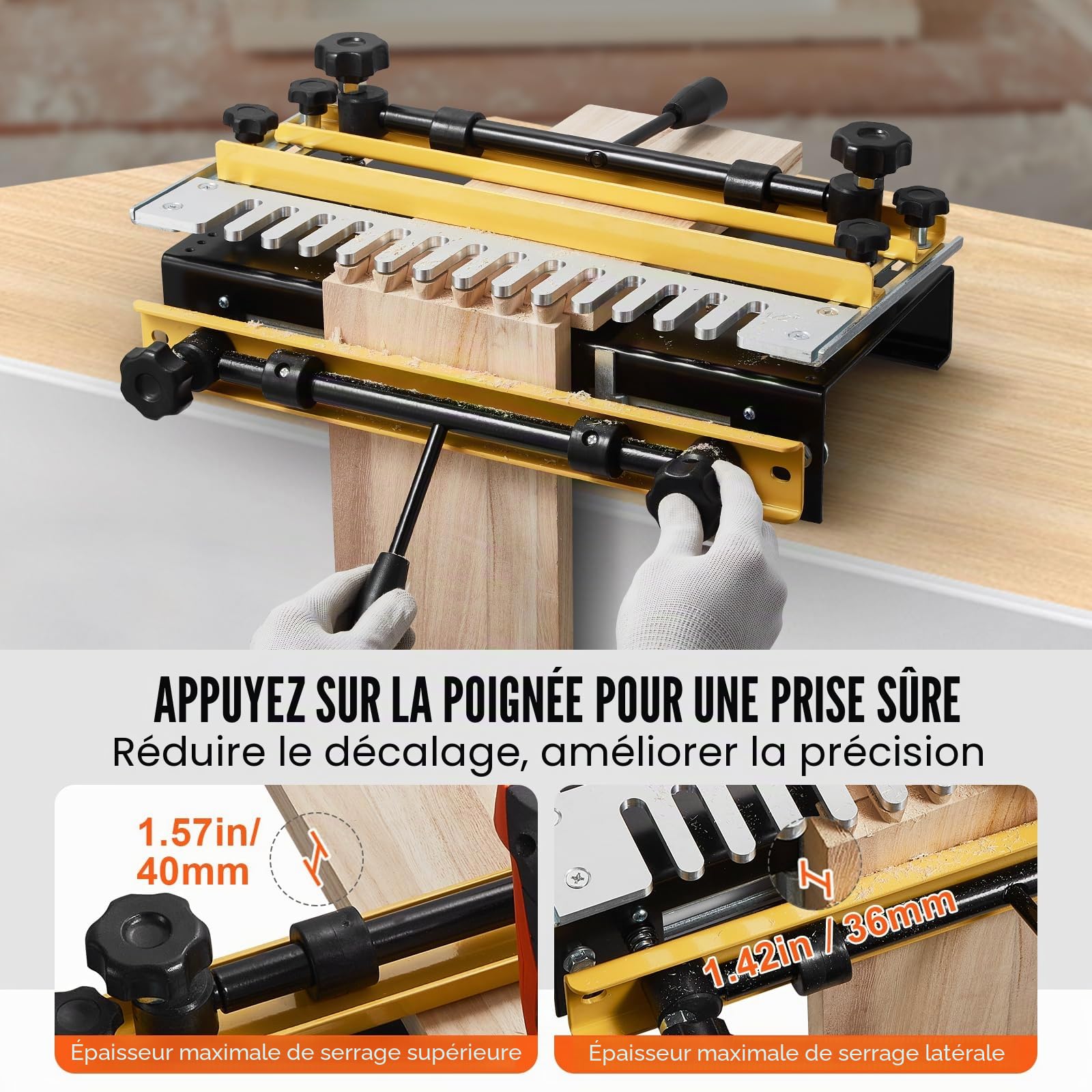 VEVOR Gabarit à Queue d'Aronde Largeur 310 mm Gabarit de Défonceuse à Queue d'Aronde Outil Menuiserie pour Tenons et Mortaises, Fabrication Meubles Bois, avec 3 Gabarits 5 Fraises, Alignement Précis