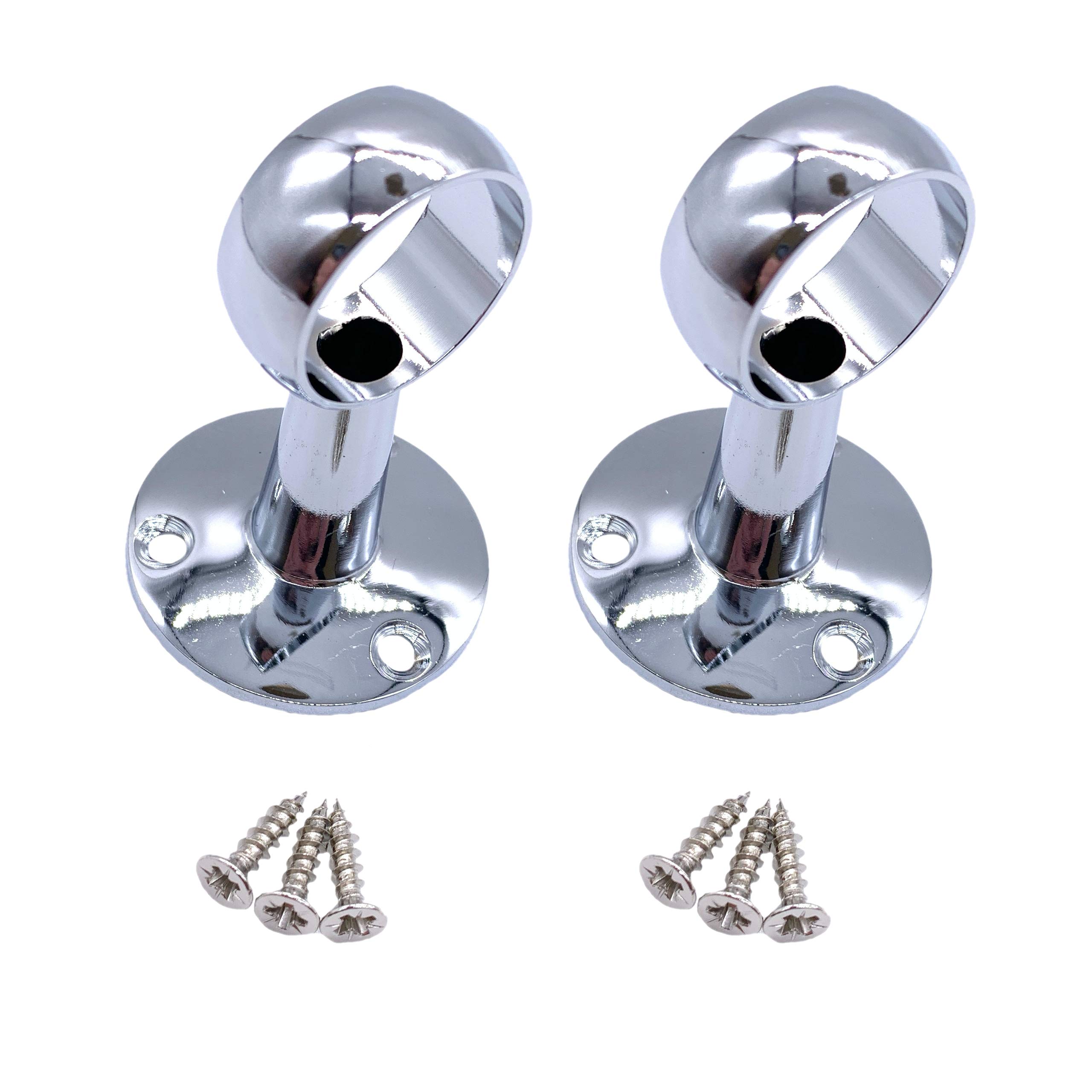 EAI Wardrobe Rail Drop Centre Bracket Suit 25mm Diameter Rail Polished Chrome - Pack of 2