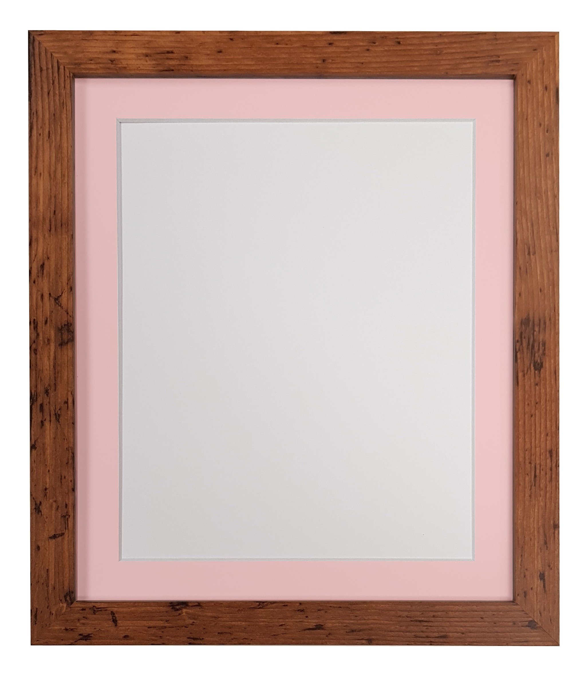 Frames By Post Pink Mount H7 Vintage Wood Picture Photo Frame With 20 X 20 Inch For Image Size 40 X 40Cm (Plastic Glass)
