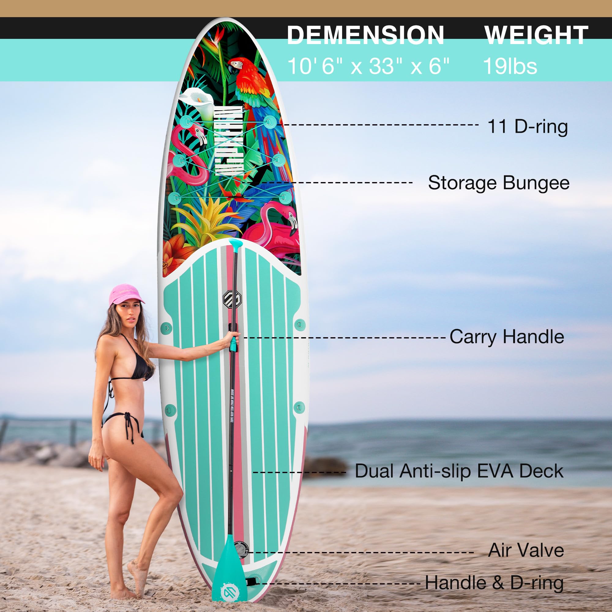 Niphean Sup Gonfiabile con Accessori SUP, Coperta in EVA Antiscivolo, SUP Gonfiabile con Sedile,320cm tavola da sup, Tavole SUP Gonfiabili Adulti e Giovani di Tutti i Livelli di Abilità