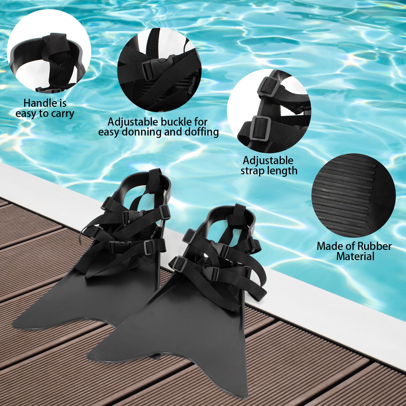 Xproutdoor Float Tube Fins, One Size Adjustable Foot Pocket Flippers, Float Tube Fins for Fishing for Diving, for Adult Men Women