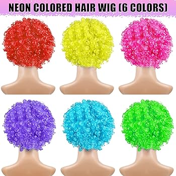 Hde Neon Color Afro Curly Clown Halloween Costume Party Wig Fake Goofy Unisex Hair Lime Green