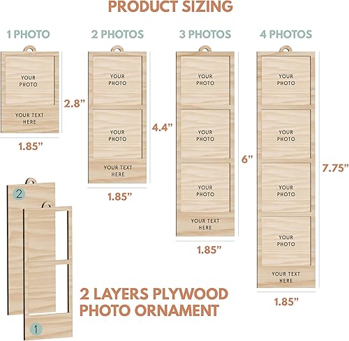 Miniatura 3 de Adorno fotográfico personalizado 2023, adorno personalizado para cabina de fotos, adorno de madera con texto, adorno fotográfico de Navidad 2023