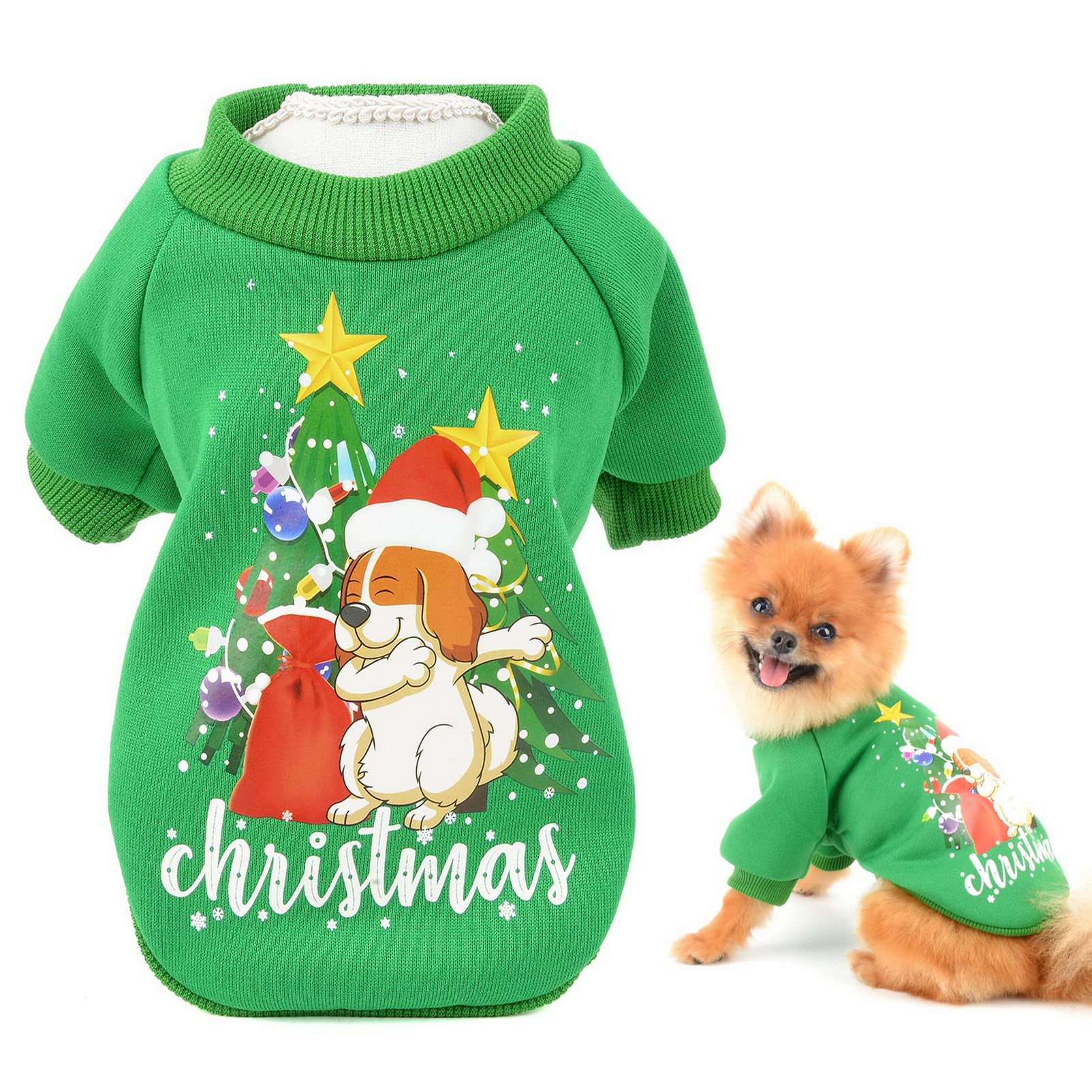 SMALLLEE_LUCKY_STORE Dog Christmas Jumper Pullover Sweatshirt for Puppy Small Dogs Cats Chihuahua Xmas Sweater Doggies Gift — image 1