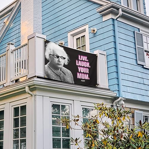 Miniatura 5 de Banderas divertidas para habitación de bandera Live Laugh Your Mom de 3 x 5 pies, tapiz genial para decoración de pared de cueva de hombre con