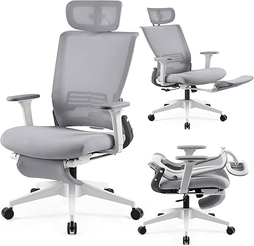 Silla de oficina ergonómica plegable con reposapiés, silla de computadora de respaldo alto con reposacabezas 2D, respaldo de malla, asiento de Silla de oficina ergonómica plegable con reposapiés, silla de computadora de respaldo alto con reposacabezas 2D, respaldo de malla, asiento de