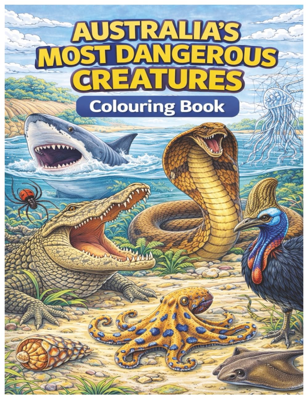 Australia's Most Dangerous Creatures: Colouring Book (The Organic Jungle Kids Colouring Series)