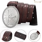 JASGOOD Western Ceinture de cowboy en cuir pour hommes femmes Longhorn Buckle Ceintre de cockgirl Floral gravé Vintage Ceintures unisexe pour Jeans