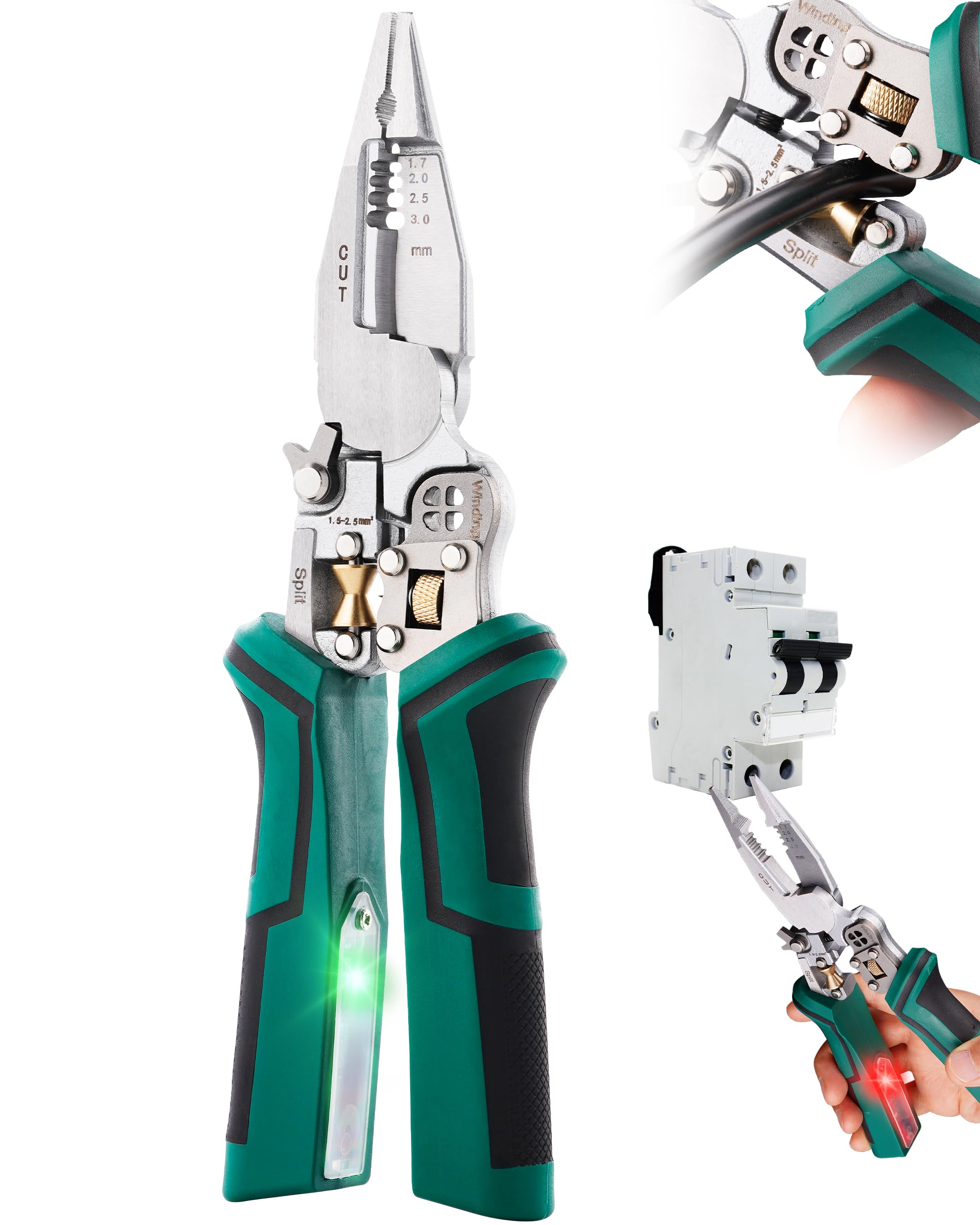 Faitio upgraded 8 in 1 Wire Strippers with Voltage Tester, Wire Stripping Tool, Cable Cutters with Plier, Crimper, Splitting, Wire Stripper Tool for