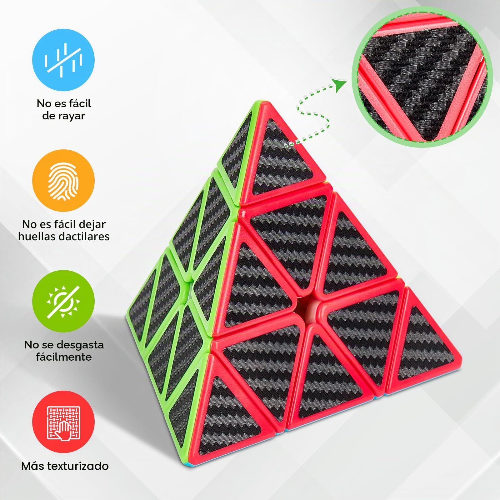 Coolzon Speed Cube Set de Pyraminx + Megaminx + 2x2 + 3x3 + 4x4 Magic Puzzle Cubes 5 Pack Cubo Mágico para Niño Adulto con Adhesivo de Carbono Fibra