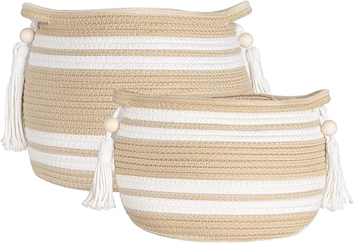 Cestas tejidas para plantas de interior (juego de 2)  Macetas bohemias para decoración del hogar