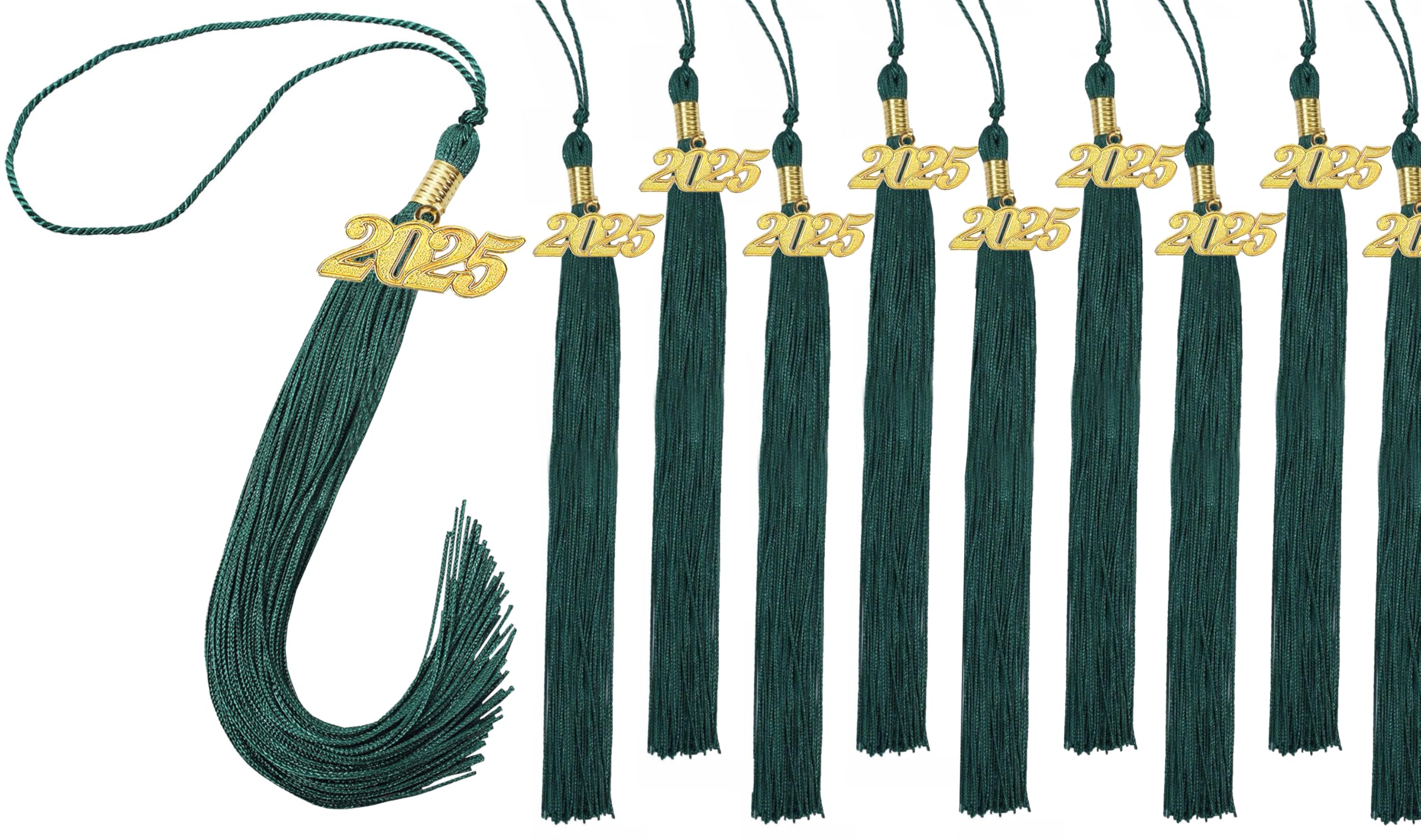 10 Pieces 2025 Graduation Tassel, Black Tassel 2025 with 2025 Year Gold Charms for Graduation Cap Tassel Charms for Graduate Hat Ceremonies Accessories