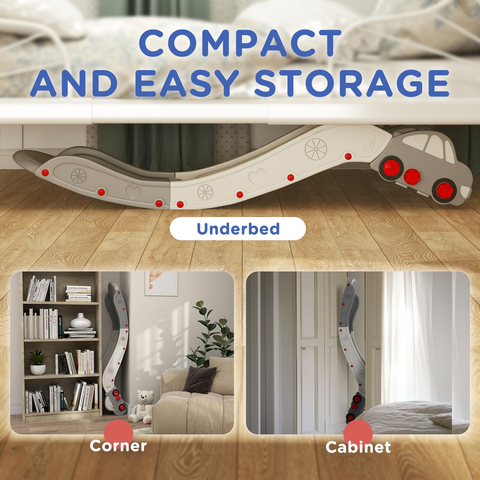 AIYAPLAY Sofa Rutsche, Indoor Kleinkind Rutsche mit verlängerter Länge für Bett, Treppe, einfach zu montieren und zu speichern, grau