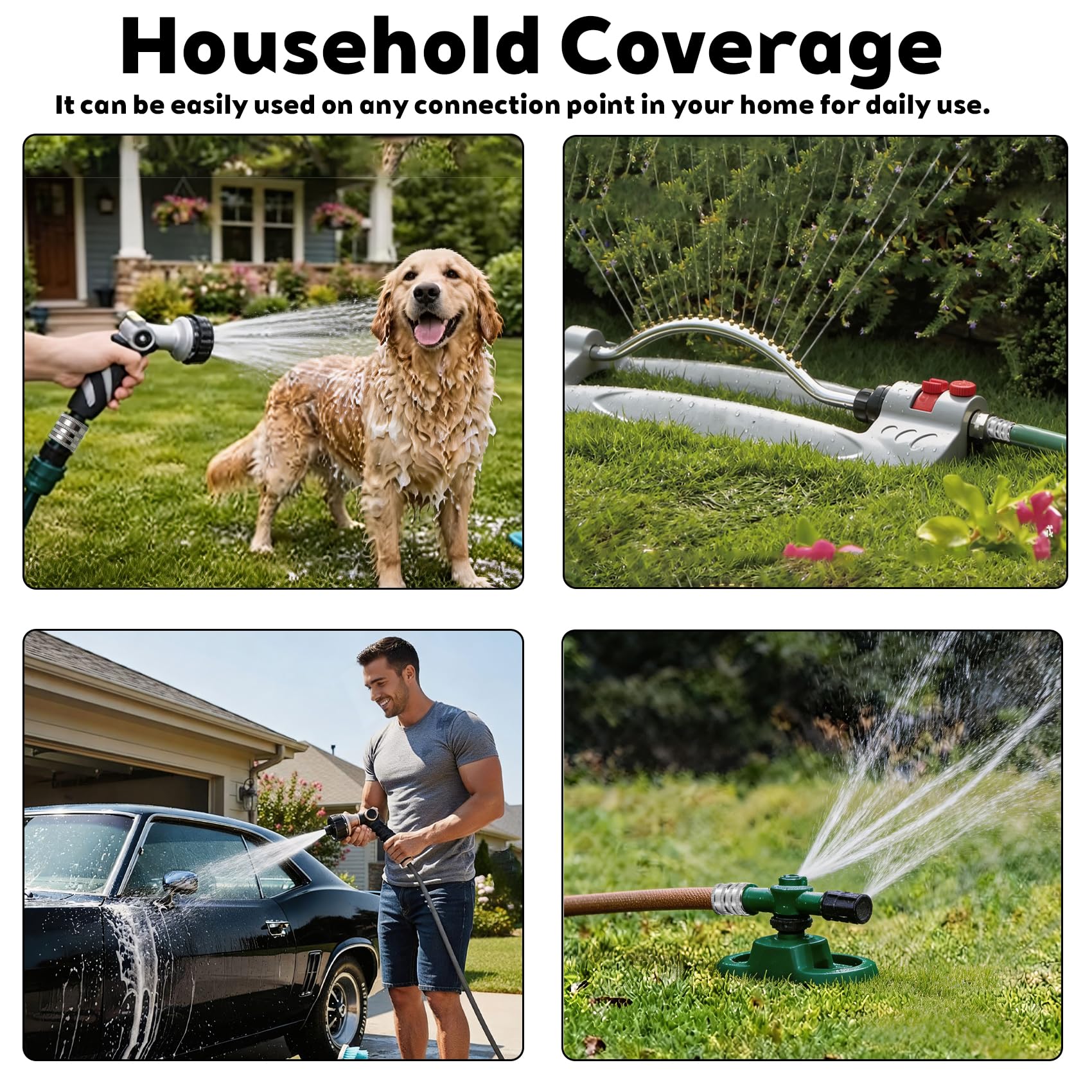Set di 5 raccordi per tubo da giardino in acciaio inox, a connessione rapida, resistenti da 1,3 cm a 1,9 cm, kit di connettori a sgancio rapido per rubinetto, spruzzatore e tubo dell'acqua all'aperto