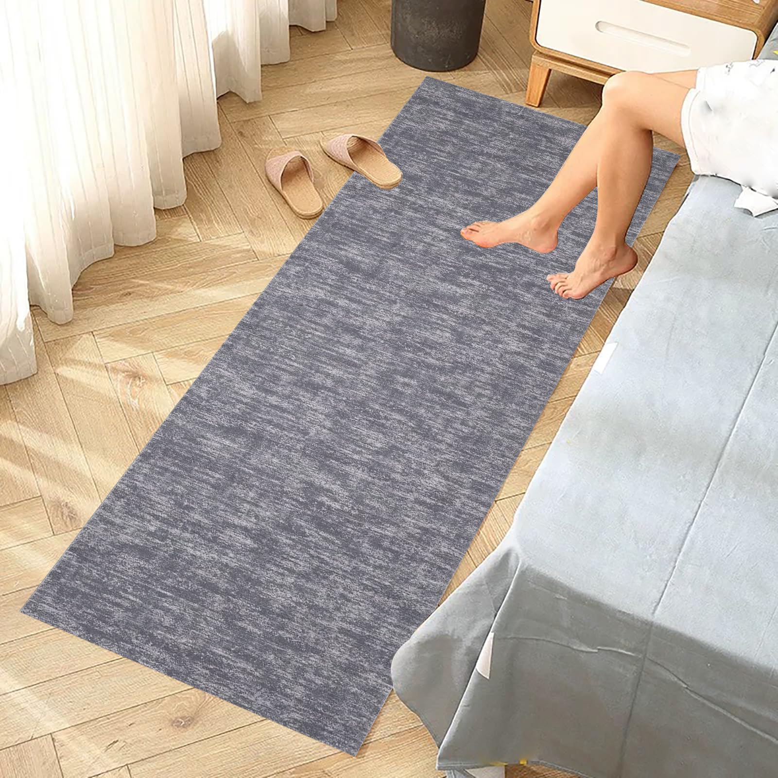 Tappeto passatoia per corridoio, 60 x 250 cm Grigio Tappeto Lavabile da Cucina, Alfombra de Entrada, Camera da Letto Alfombra de Pasarela de la Sala de Estar, Alfombra Corredor Lunga per Ingresso