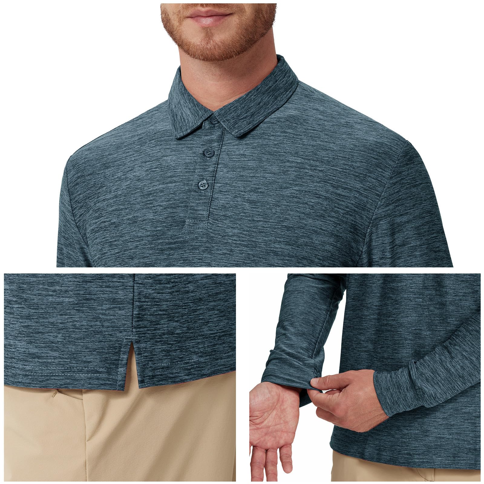 NAVISKIN Herren-Polo-Shirts, schnelltrocknend, LSF 50, lang- und kurzärmelig, feuchtigkeitsableitend