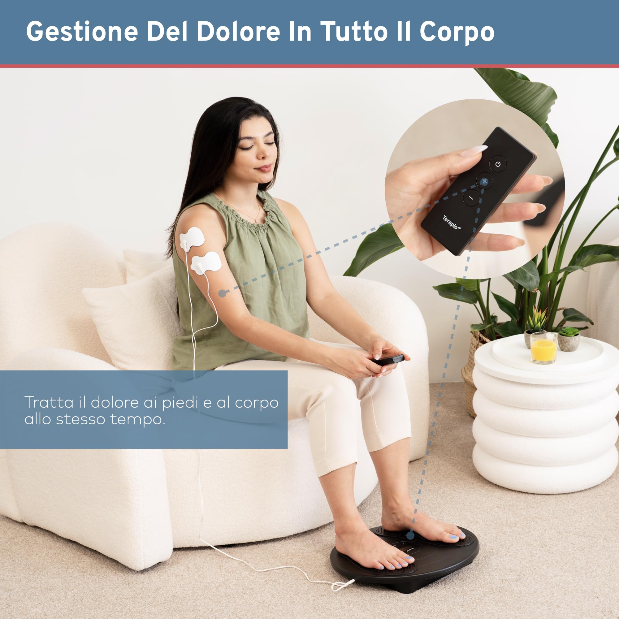 TERAPIO Elettro Stimolatore Circolatorio. Massaggiatore per Piedi, Gambe Pesanti e Corpo. Apparecchio Medico di Massaggio per Migliorare la Circolazione Sanguigna con le Tecnologie TENS & EMS.