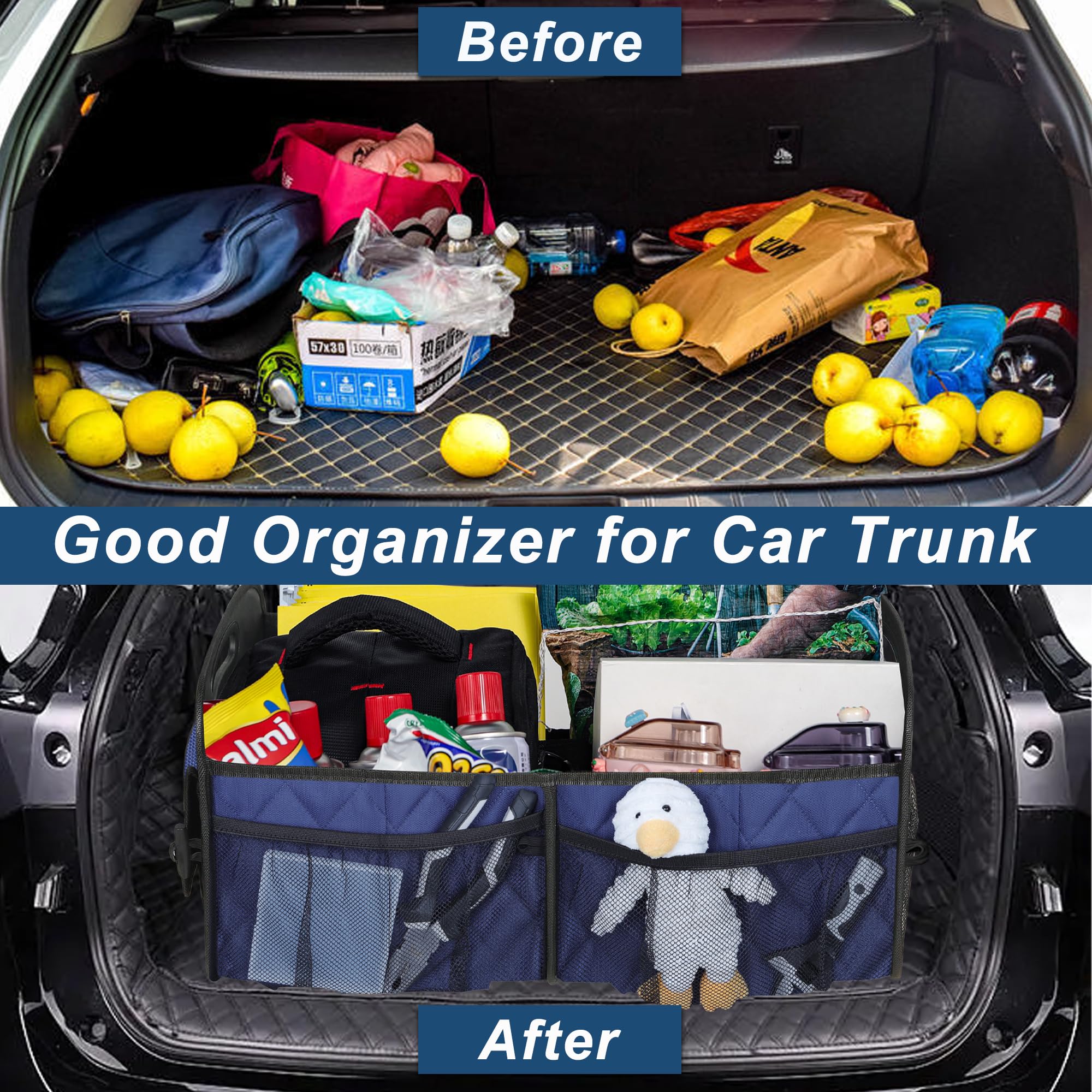 Deosk Organizer per bagagliaio e portaoggetti con 6 grandi tasche, accessori per auto per donne/uomini, 70 l, impermeabile, in poliestere, organizer per bagagliaio, per auto/SUV/minivan/camion