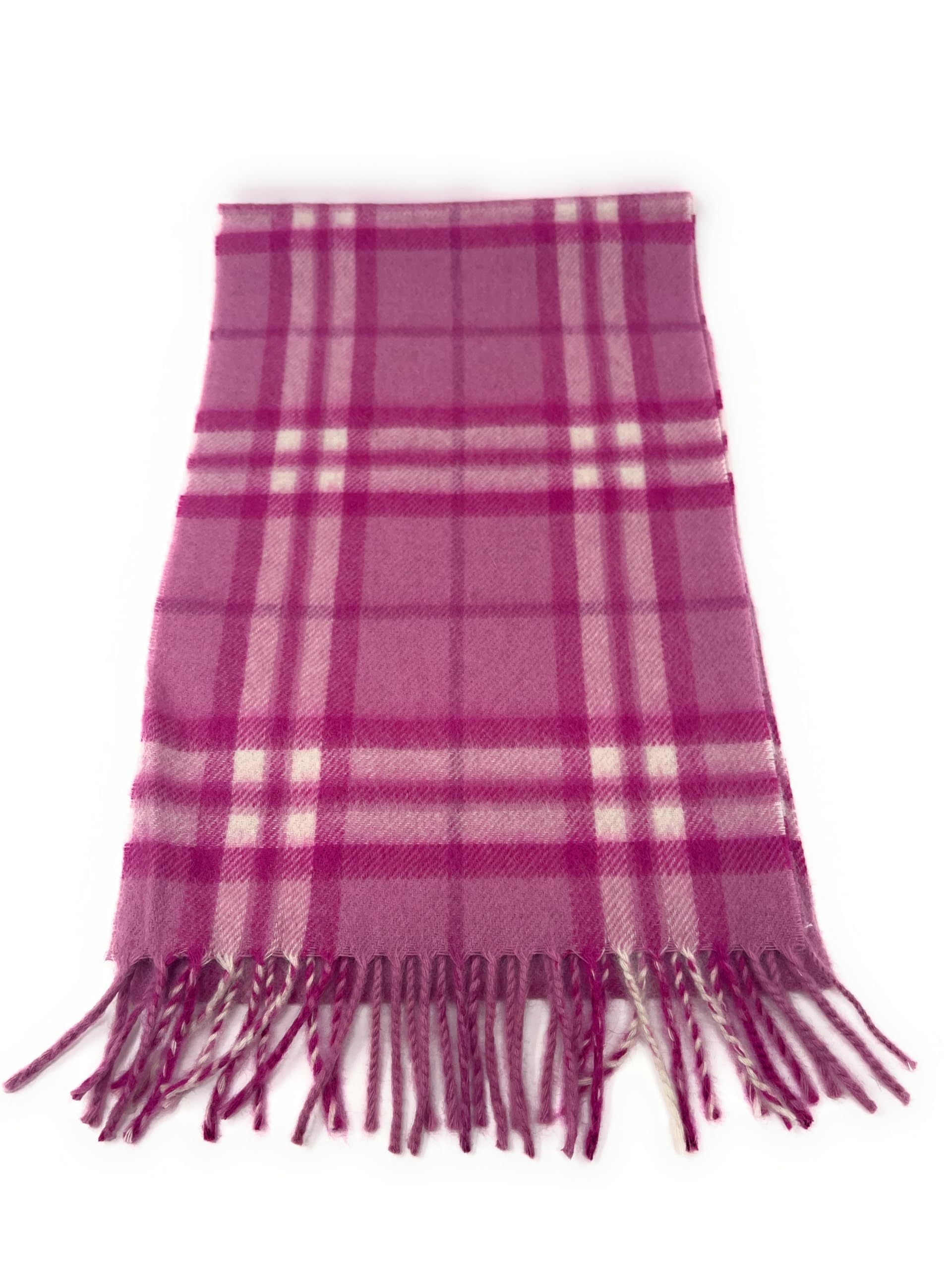 Sciarpa in 100% puro cashmere – leggero secondo – a quadri rosa e bianchi