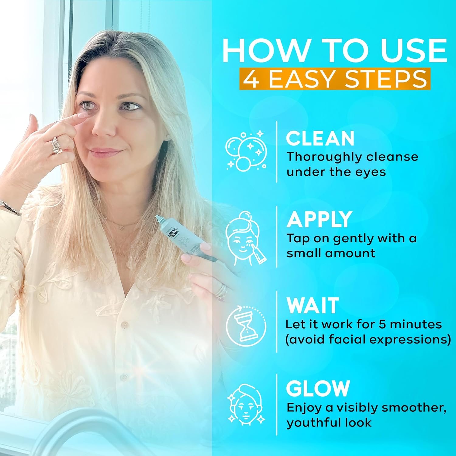 SEAMANTIKA Under Eye Cream with Collagen for Puffiness and Bags – 0.8 Fl Oz | Fast-Acting Eye Tightening Treatment for Wrinkles, Puffiness & Fine Lines | Lifts and Firms Under-Eye Area in Minutes - Image 5