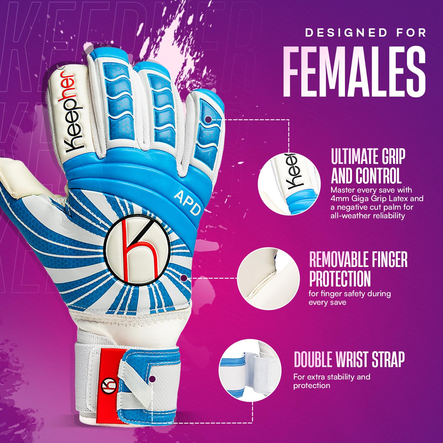 Elite Stars Elite Sport Goalkeeper Soccer Gloves Size 4 Blue/red/White