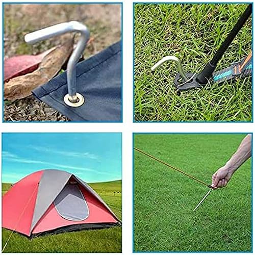 Miniatura 5 de 100 clavijas de acero galvanizado de alta resistencia, bordes de valla de jardín, estacas de camping, estacas de paisaje, picos de tienda de campaña