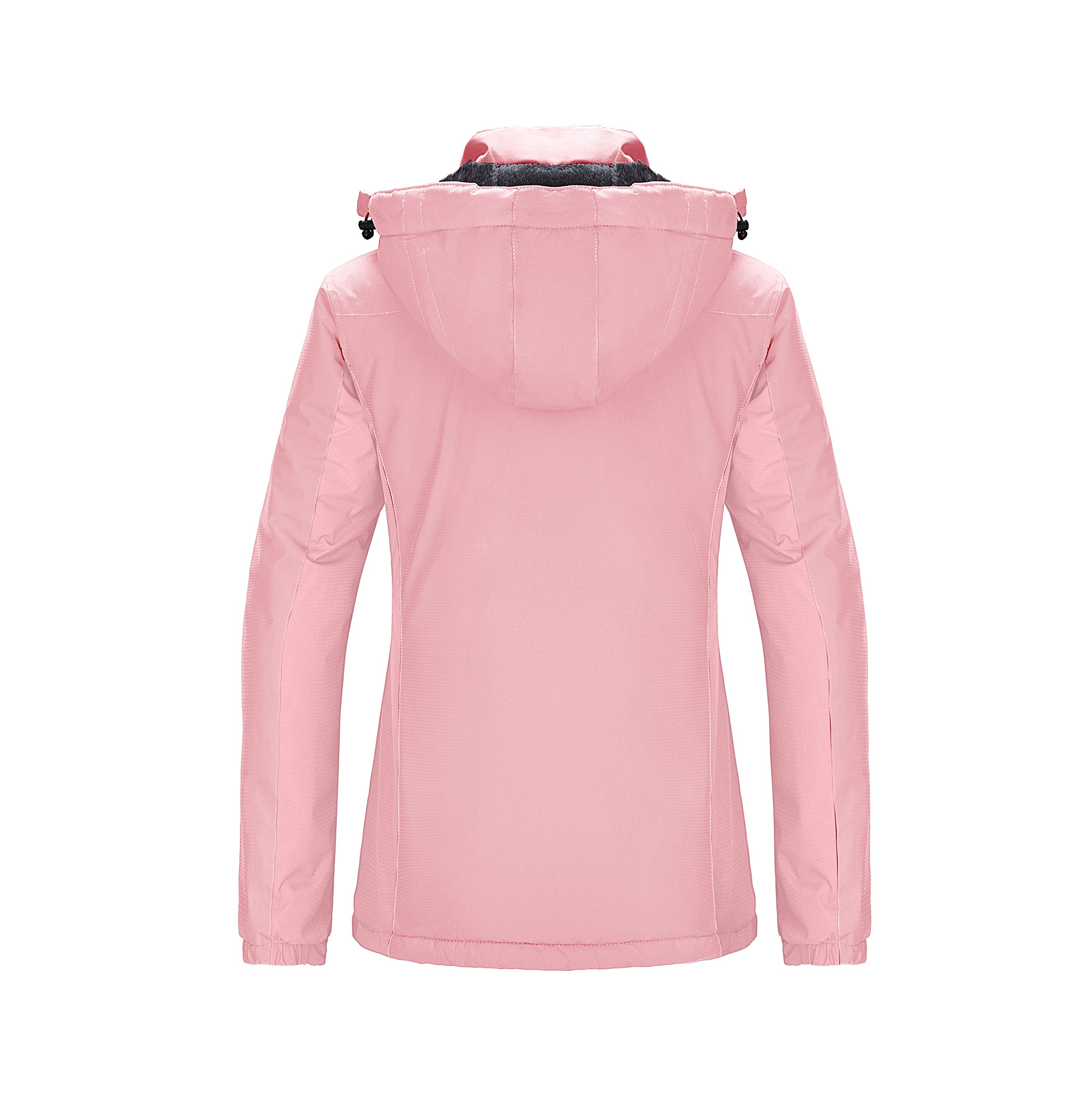 Wantdo Femme Veste de Montagne Outdoor coupe-vent avec Capuche Extérieur Manteau d'hiver Chaud Amovible Veste Imperméable Veste Randonnée pour Voyage