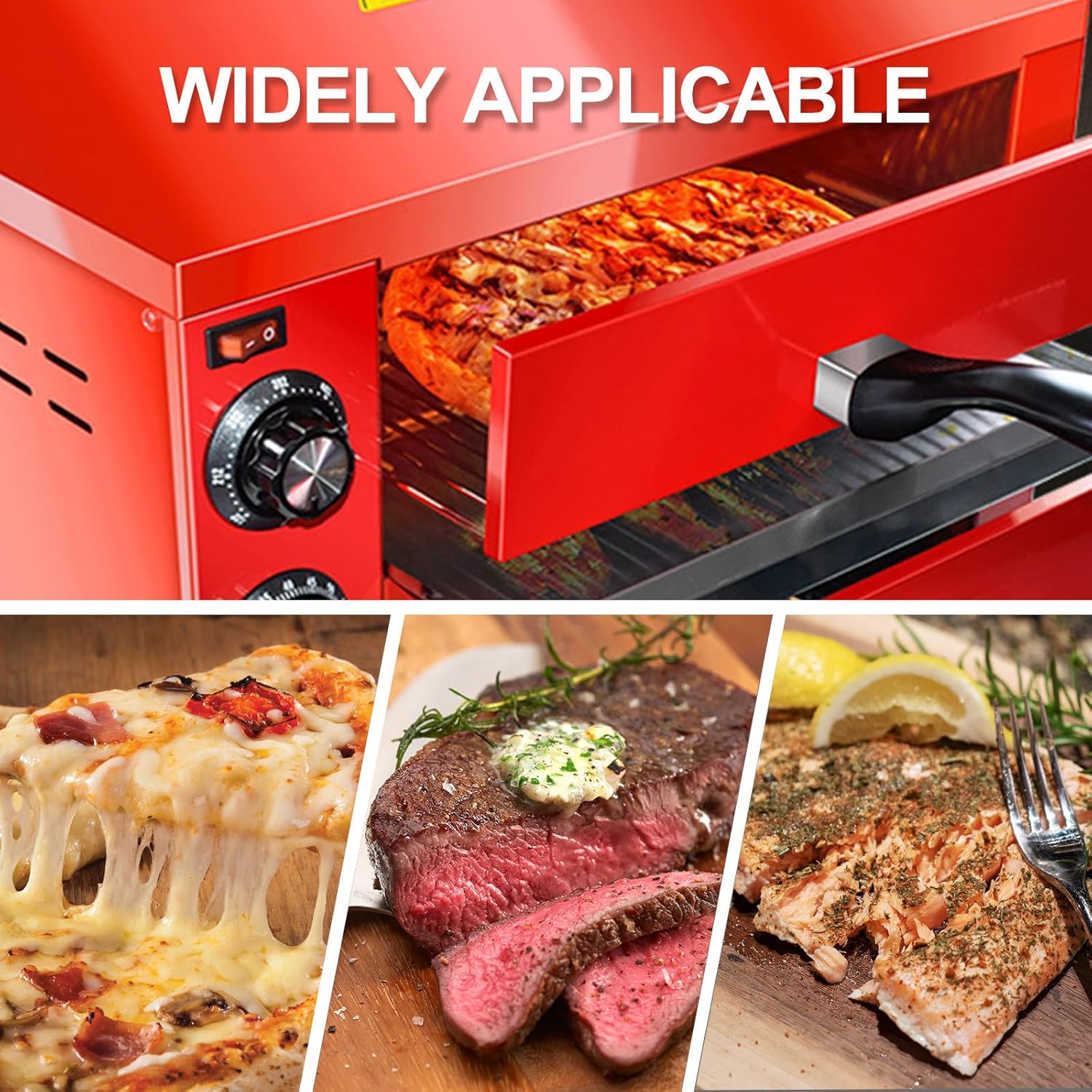 Electric Pizza Oven, Countertop BBQ Design for Indoor & Outdoor Cooking, Ideal for Commercial Kitchens & Restaurants, 12 Inch Capacity