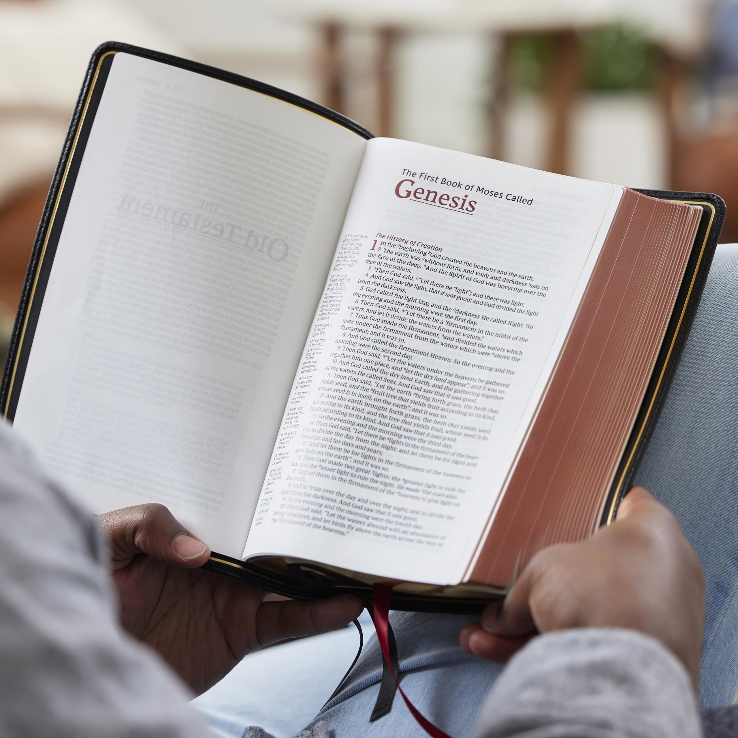 NKJV Bible: Single-Column Verse-By-Verse W/ 72,000 Cross-References, Black Goatskin Leather, Premier Collection, Comfort Print: New King James ... Premier Collection, Comfort Print