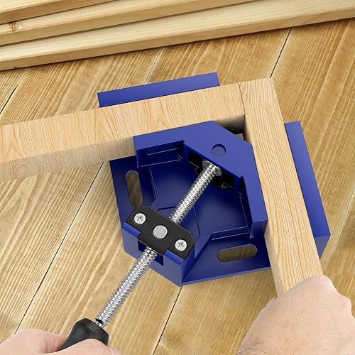 Miniatura 39 de Housolution - 4 abrazaderas de ángulo recto, de esquina, aleación de aluminio de 90° de mango único, clip de ángulo recto para carpintería, soporte
