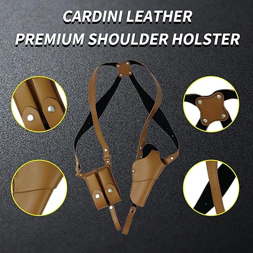 Miniatura 4 de Funda de hombro fabricada con cuero genuino de alta calidad, para Glock 17, 22, 31, Sig Sauer P220, P226, P227 y tamaño completo de 1911 y otros,