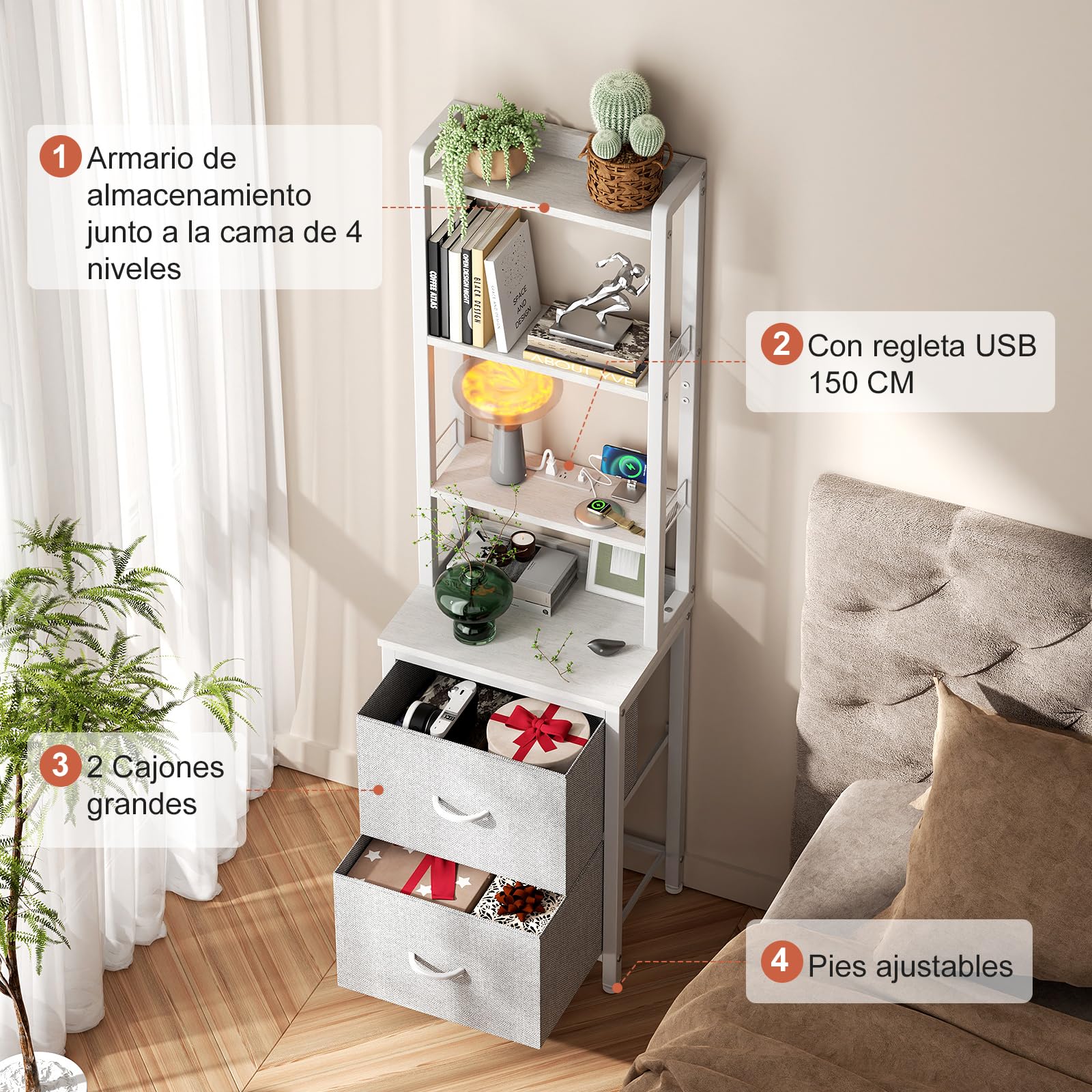 Yacchi Home Juego De 2 Mesitas De Noche Flotantes Con Estación De Carga Y LED, Mesita De Noche Flotantes Con Estacion De Carga Y Led Mesita De Noche Para Sala De Estar Pared De Entrada Mesita De Noche