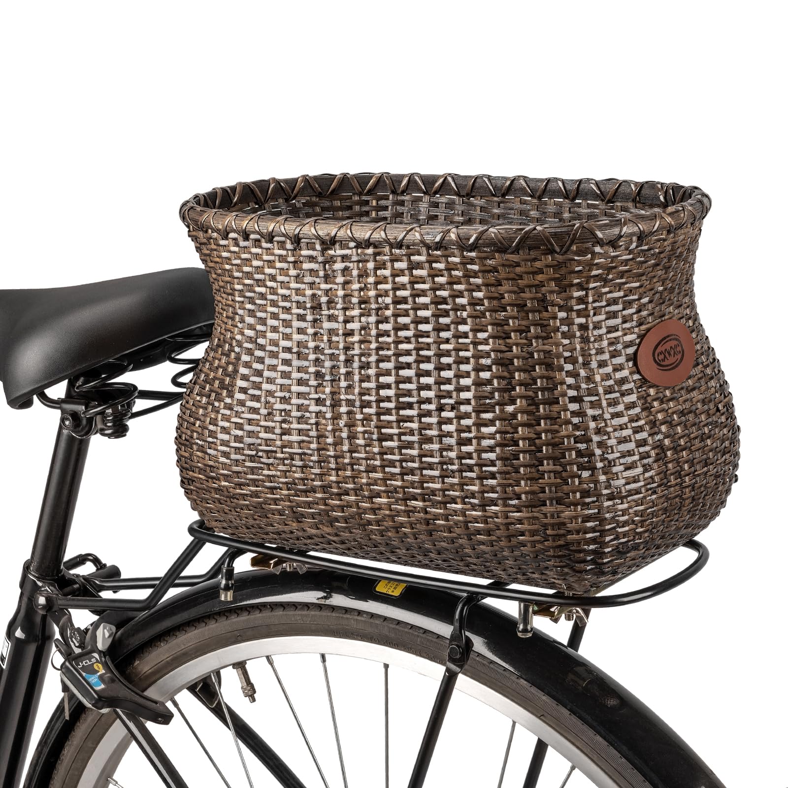 CXWXC Hinterradkorb - Handgefertigter Rattan-Fahrradkorb mit wasserdichter Abdeckung - Große Kapazität Fahrradkorb für Beach Cruiser