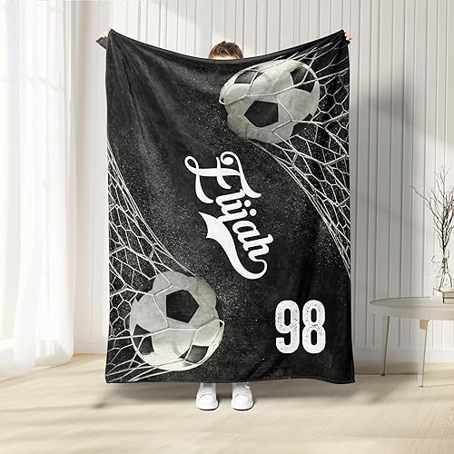 Pelotas de fútbol personalizadas, número de nombre personalizado, manta de forro polar Sherpa de alta calidad, impresa en 3D, cálida, esponjosa,