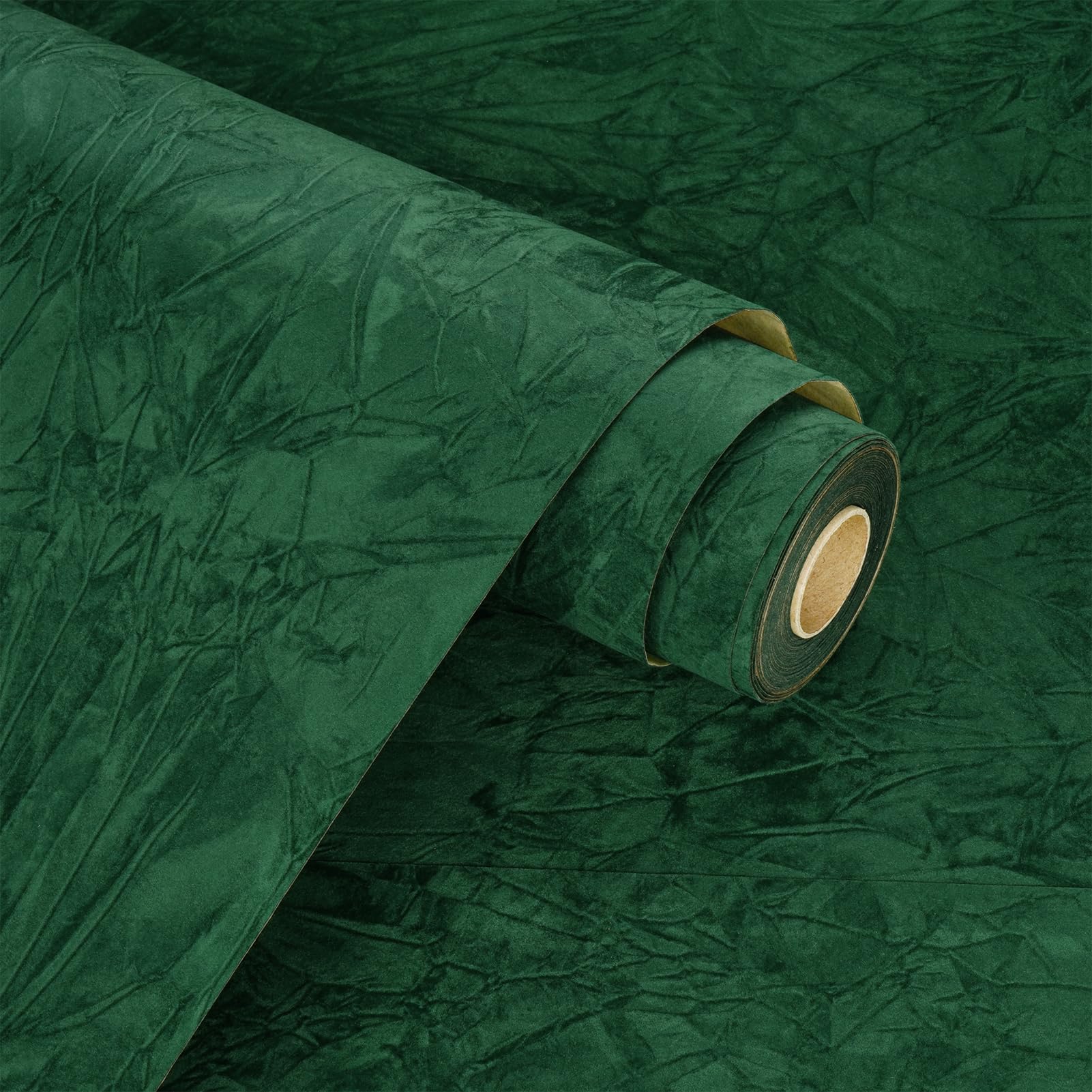WESTICK Green Self Adheisve Velvet Wallpaper Peel and Stick Felt Drawer Liner for Jewelry Box Textured Velvet Fabric Wallpaper for Cabinets Bedroom