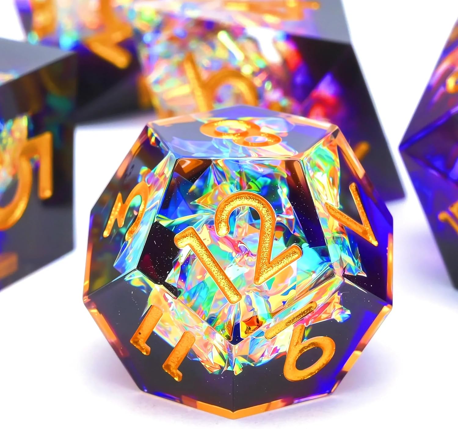 Resin dice Set, Dungeons and Dragons polyhedral DND dice Set, Suitable for Role-Playing Game RPG Explorer Magic: The Gathering Pioneer Game DND dice Set (7 Pieces)