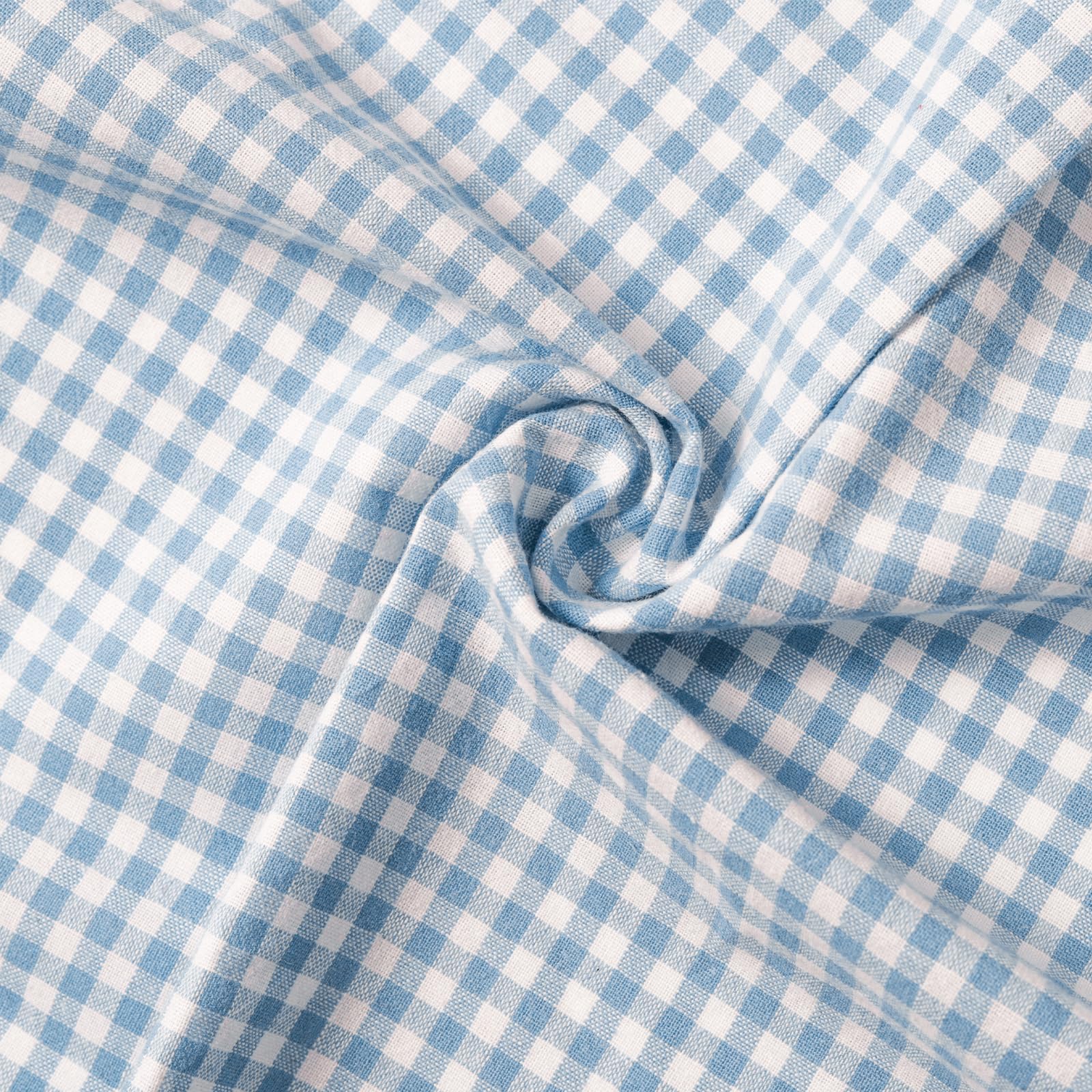 57”W x 36”L Gingham Cotton Fabric Cut By The Yard ，Checkered Plaid Vintage Fabric for DIY, Homespun, Handmade,Sewing and Home Textiles(Baby Blue,1 Yard)