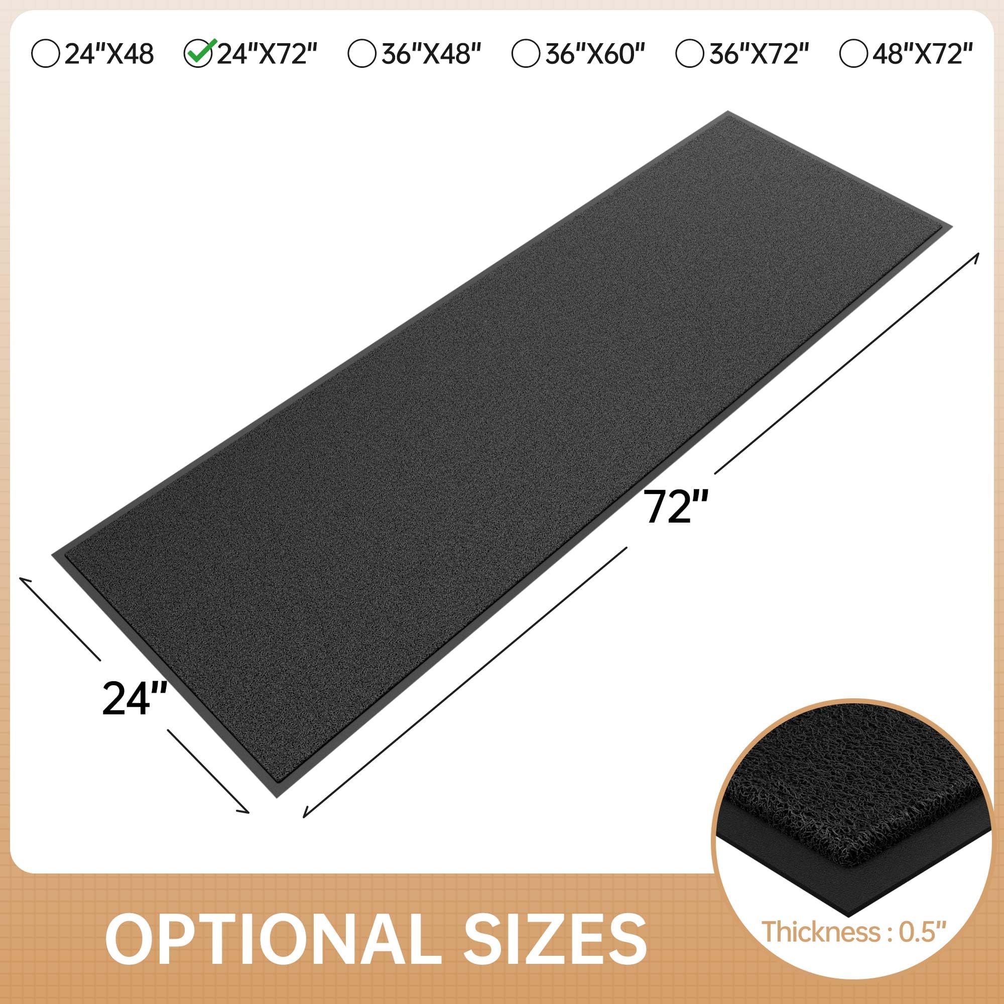 100pointONE Sturdy Front Door Mat, 24