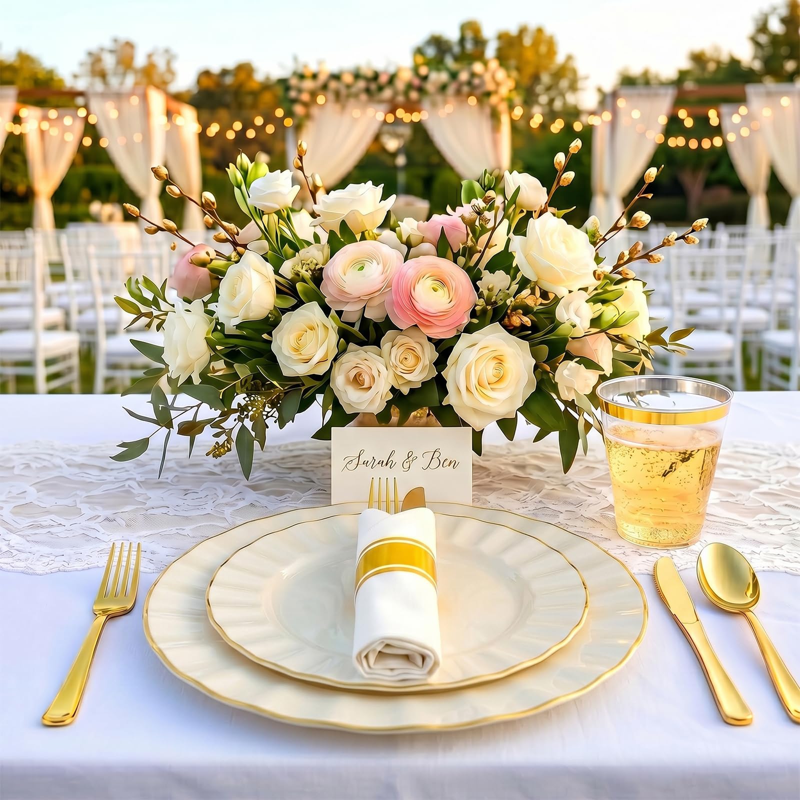 175 PCS Disposable Plates & Cutlery Set - 25 Guests -7