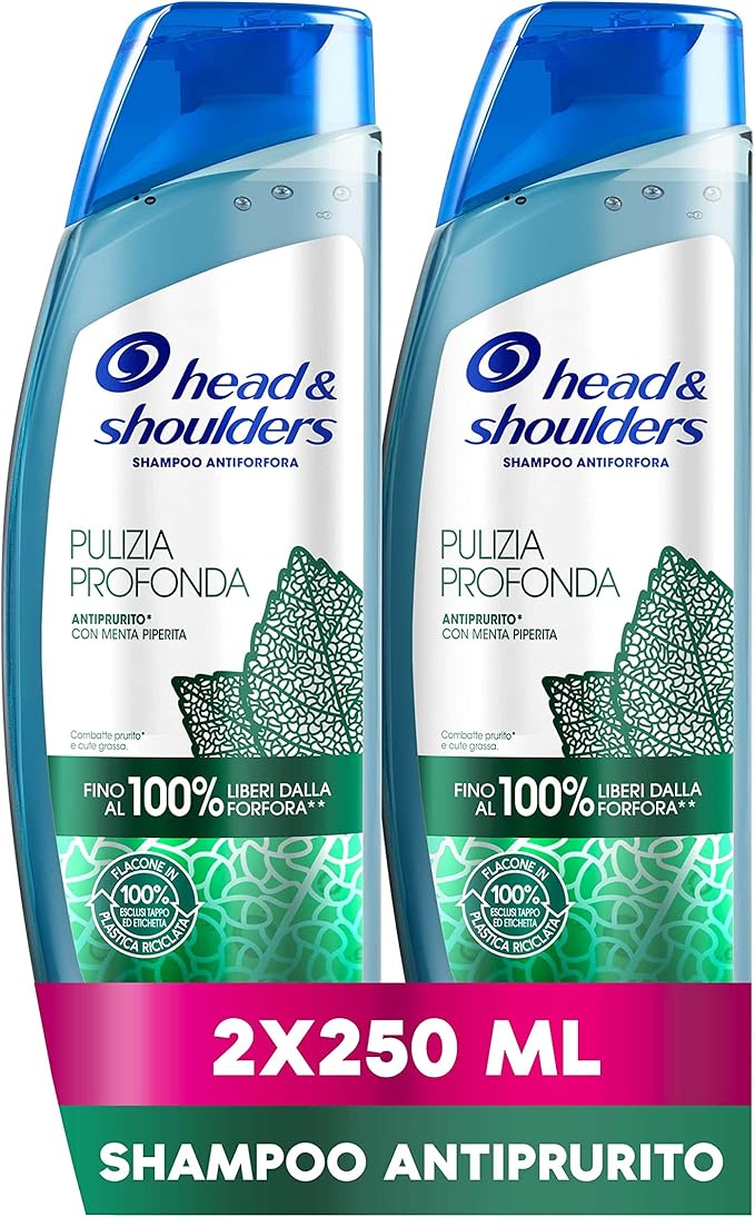 Head & Shoulders Shampoo Pulizia Profonda Antiprurito, Sollievo Contro La Forfora, Con Menta