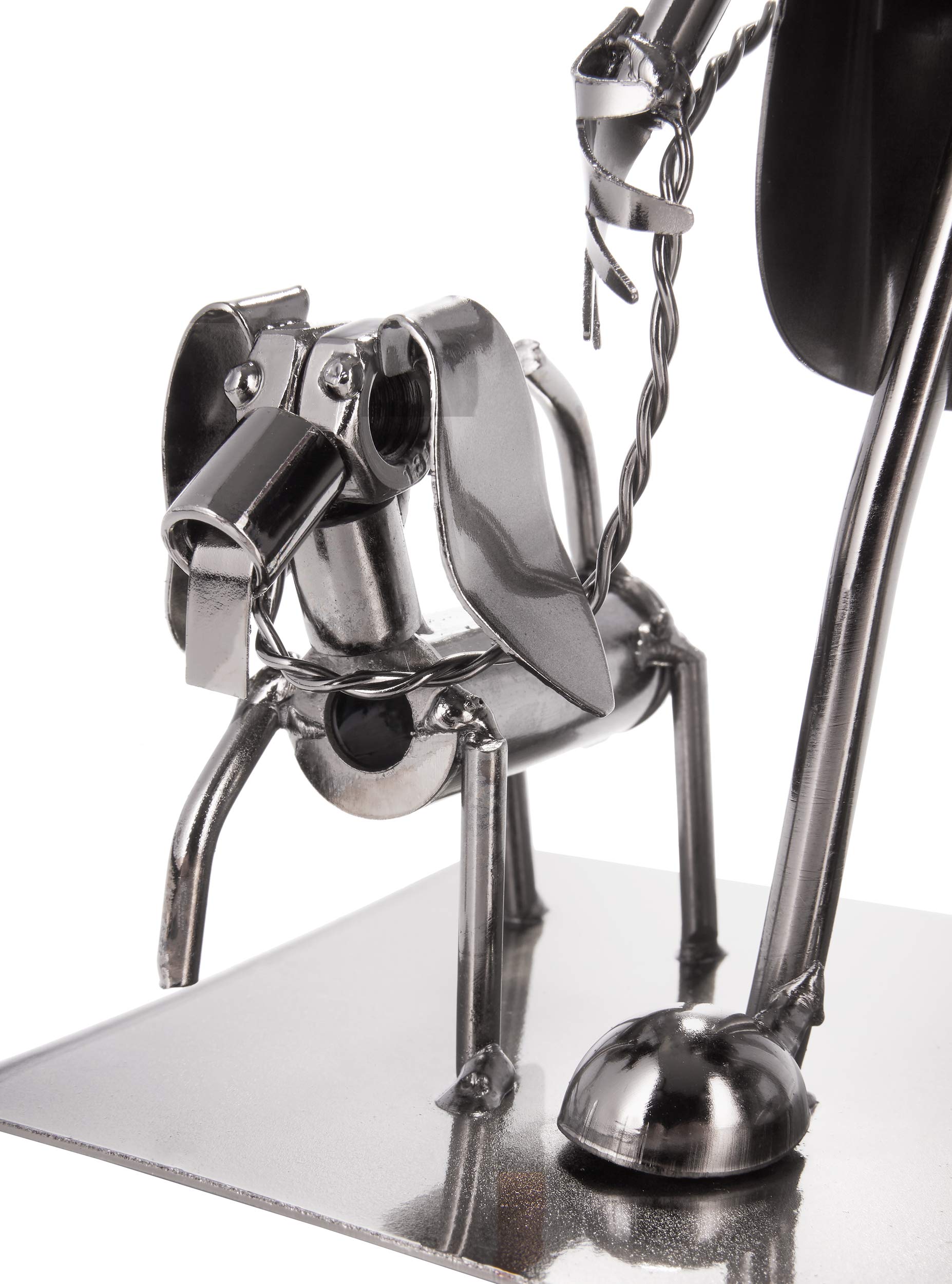 Brubaker Coppia Portabottiglie Vino con Cane - Oggetto Decorativo - Supporto per Bottiglie di Metallo - con Biglietto d'Auguri per il Vino Regalo