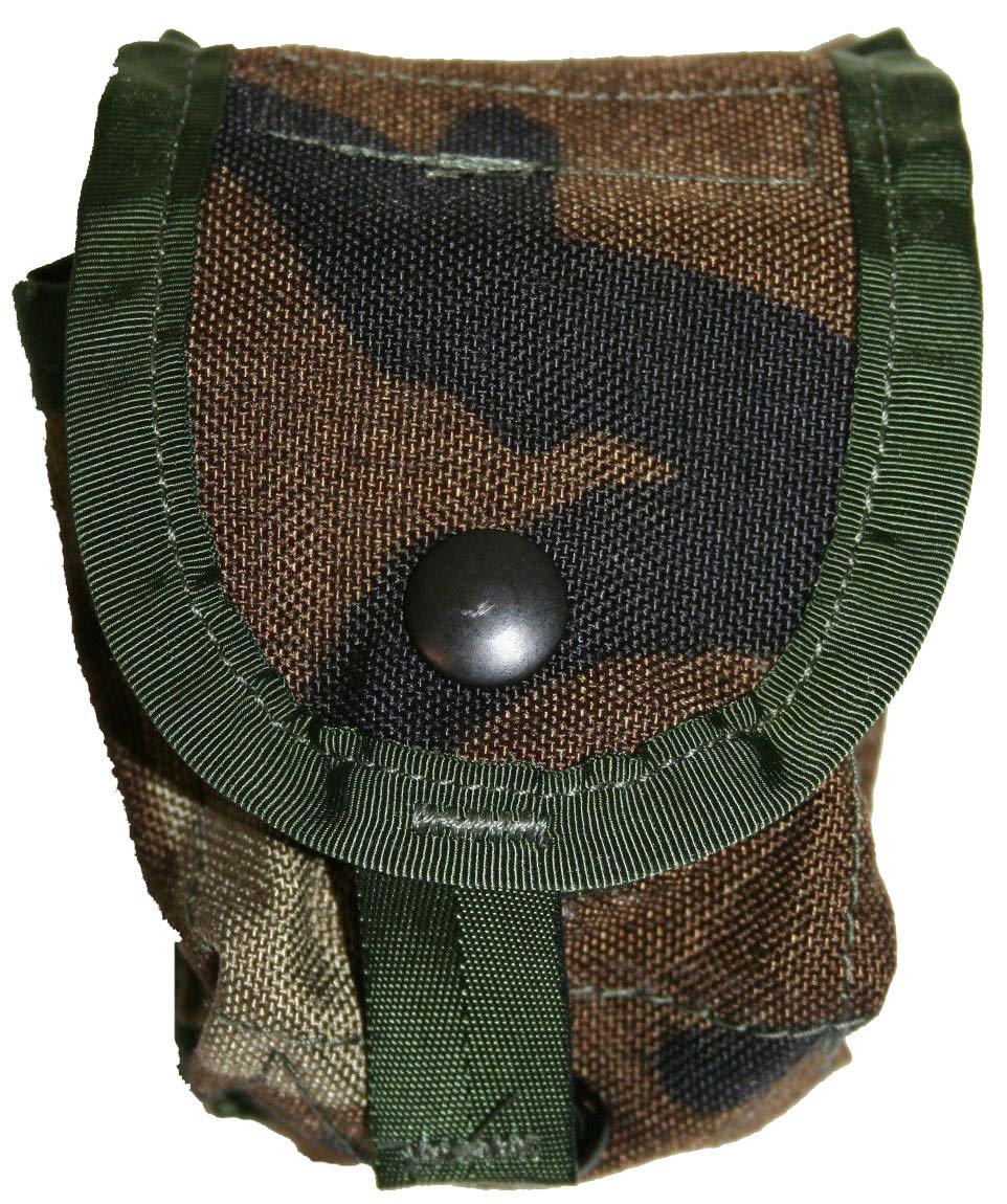 Previously Issued US GI Woodland Camo MOLLE Grenade Pouch (2 per Pack)