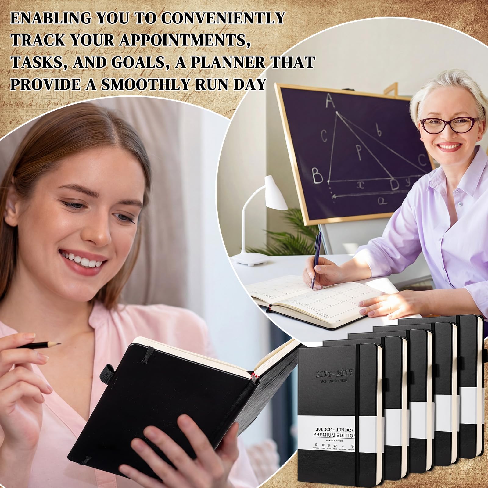 Chiisong Agenda mensile 2026-2027 da luglio 2026 a giugno 2027, 10 pezzi, agenda accademica 21,4 x 14,4 cm, per forniture scolastiche e ufficio (nero)